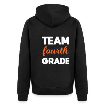 Team 4. Klasse endlich in der 4. Klasse Schule - Unisex Premium Bio Zip Hoodie - Schwarz - Hinten - Nico (187cm)