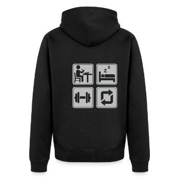 Bodybuilder Kraftsport Fitness Motiv - Unisex Premium Bio Zip Hoodie - Schwarz - Hinten - Nico (187cm)