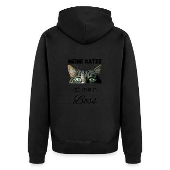 Meine Katze ist mein Boss - Unisex Premium Bio Zip Hoodie - Schwarz - Hinten - Nico (187cm)