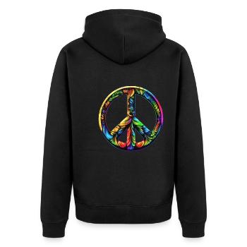Signe de paix, paix, liberté, symbole de paix - Veste à capuche bio Premium Unisexe - noir - Dos - Nico (187cm)