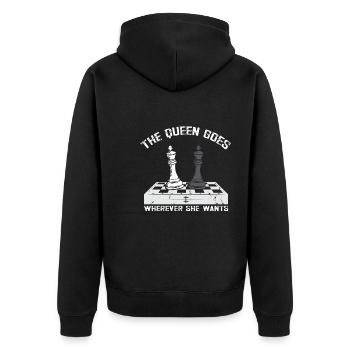 Lusitger Schachspieler Spruch I Schach - Unisex Premium Bio Zip Hoodie - Schwarz - Hinten - Nico (187cm)