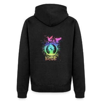 bride,braut,LGBT,regenbogen,pride,gay pride,tauben - Unisex Premium Bio Zip Hoodie - Schwarz - Hinten - Nico (187cm)