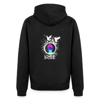 bride,braut,LGBT,regenbogen,pride,gay pride - Unisex Premium Bio Zip Hoodie - Schwarz - Hinten - Nico (187cm)