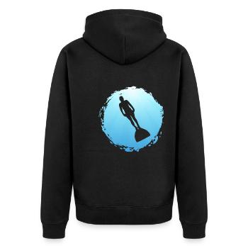 Deep Sea Diving Aquatic Sports Apnoe Diver - Unisex Premium Bio Zip Hoodie - Schwarz - Hinten - Nico (187cm)