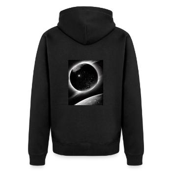Dark Planet and Moon Solar System Galaxy Star - Unisex Premium Organic Zip Hoodie - black - Back - Nico (187cm)