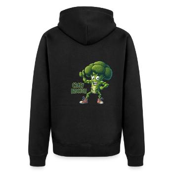 Légumes fous : Brocoli Calisthenics Pro Thumbs Up - Veste à capuche bio Premium Unisexe - noir - Dos - Nico (187cm)