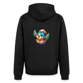 Easter Parrot Hatches from Egg - Unisex Premium Organic Zip Hoodie - black - Back - Nico (187cm)