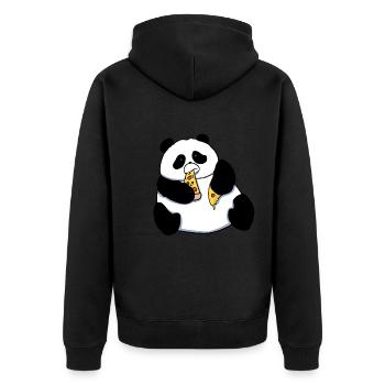 Fat Panda Bear Eating Pizza Comic Style - Unisex Premium Organic Zip Hoodie - black - Back - Nico (187cm)