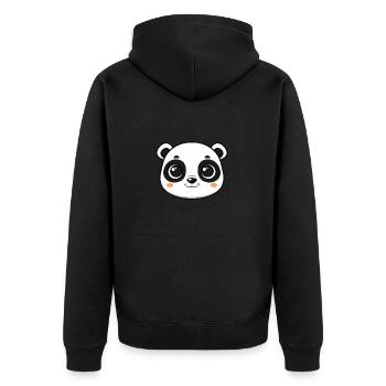 Niedlicher Pandakopf - Unisex Premium Bio Zip Hoodie - Schwarz - Hinten - Nico (187cm)