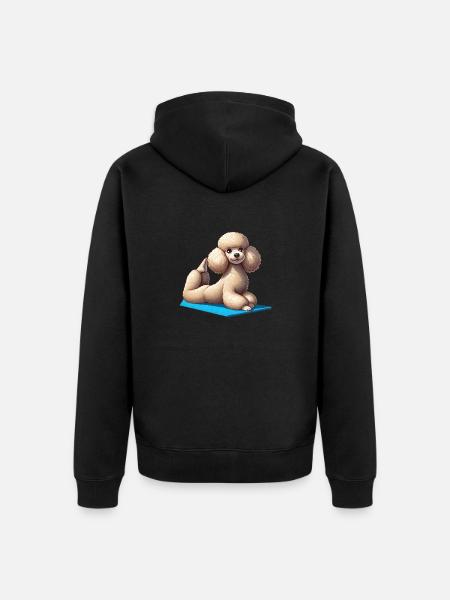 Hund Pudel Yoga Gymnastik - Unisex Premium Bio Zip Hoodie - Schwarz