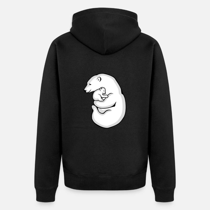 Ours polaire avec son bébé - Veste à capuche bio Premium Unisexe - noir