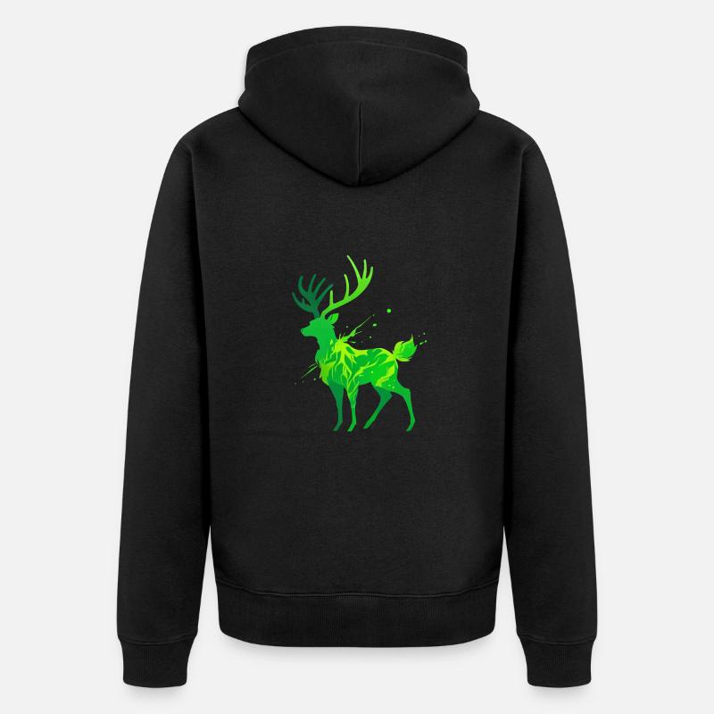 Silhouette de cerf vert - Veste à capuche bio Premium Unisexe - noir