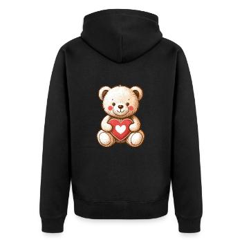 OURS EN PELUCHE, OURS EN PELUCHE, PELUCHE, CÂLIN, COEUR DOUX - Veste à capuche bio Premium Unisexe - noir - Dos - Nico (187cm)