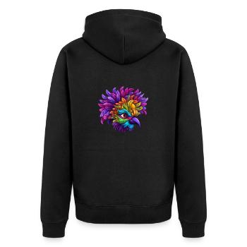 Flamingo Mardi Gras Maske - Unisex Premium Bio Zip Hoodie - Schwarz - Hinten - Nico (187cm)