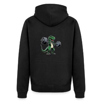 T-Rex Workout Dumbbell Bench Press Cool - Unisex Premium Organic Zip Hoodie - black - Back - Nico (187cm)
