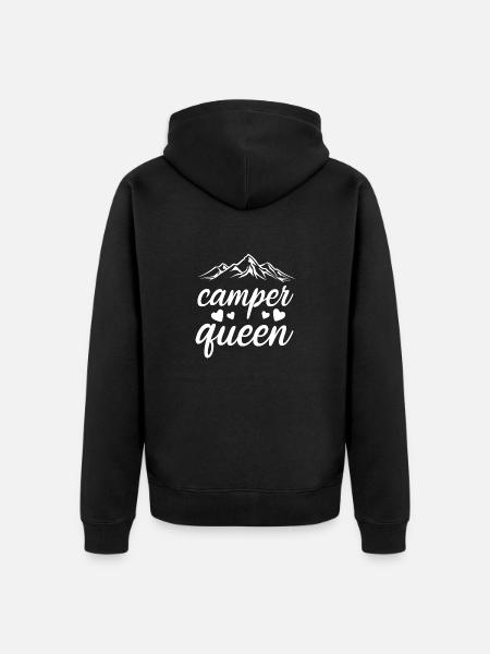 Camping Queen - Unisex Premium Organic Zip Hoodie - black