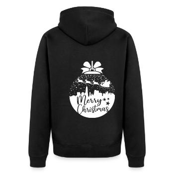 Weihnachten Schneeball Santa Sleigh Frohe Weihnachten Geschenk - Unisex Premium Bio Zip Hoodie - Schwarz - Hinten - Nico (187cm)