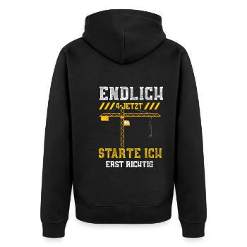 Endlich 4 Jetzt Starte Ich Erst... - Unisex Premium Bio Zip Hoodie - Schwarz - Hinten - Nico (187cm)