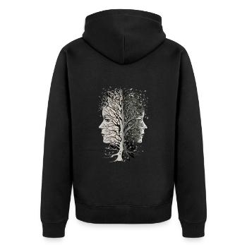 Tree Faces With Leaves Blowing Cool Female Faces - Unisex Premium Organic Zip Hoodie - black - Back - Nico (187cm)