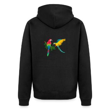 Aras Papagei spielen am Ast Liebe und Freundschaft - Unisex Premium Bio Zip Hoodie - Schwarz - Hinten - Nico (187cm)