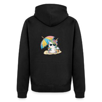 Einhorn-Feenstaub - Lassen Sie sich verzaubern. - Unisex Premium Bio Zip Hoodie - Schwarz - Hinten - Nico (187cm)