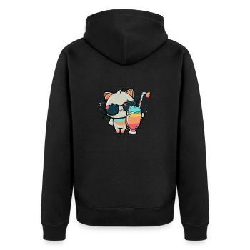 Le chat le plus cool de la plage - Veste à capuche bio Premium Unisexe - noir - Dos - Nico (187cm)