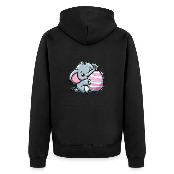 Süßer Comic Elefant Umarmt Ei Osterei - Unisex Premium Bio Zip Hoodie - Schwarz - Hinten - Nico (187cm)