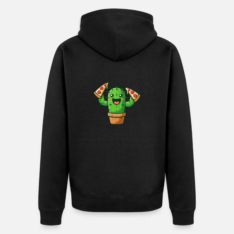Cactus Kawaii Pizza Mignon Amateur De Pizza - Veste à capuche bio Premium Unisexe - noir
