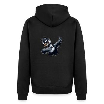 Cooler Emu Strauß Dabbing Tanz - Unisex Premium Bio Zip Hoodie - Schwarz - Hinten - Nico (187cm)