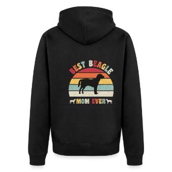 Best Beagle mom ever dog lovers vintage retro - Unisex Premium Organic Zip Hoodie - black - Back - Nico (187cm)