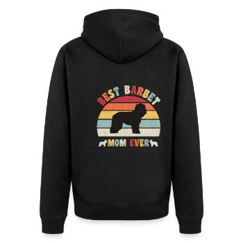 Best Barbet mom ever dog lovers vintage retro - Unisex Premium Organic Zip Hoodie - black - Back - Nico (187cm)