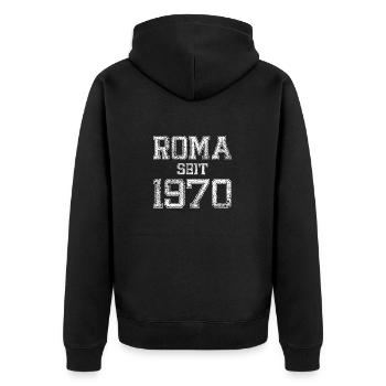 Roms et fiers de l’être depuis 1970 - Veste à capuche bio Premium Unisexe - noir - Dos - Nico (187cm)