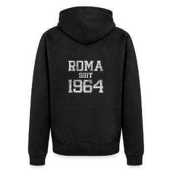 Roma und stolz darauf seit 1964 - Unisex Premium Bio Zip Hoodie - Schwarz - Hinten - Nico (187cm)