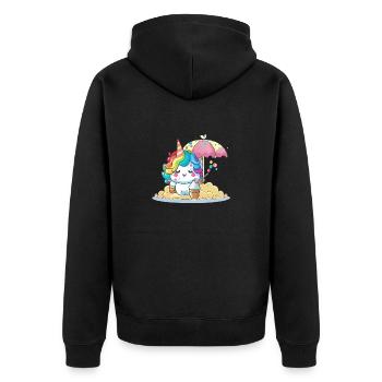 Magisches Einhorn - Sommer Edition - Unisex Premium Bio Zip Hoodie - Schwarz - Hinten - Nico (187cm)