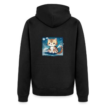 A cat design that couldn't be sweeter. - Unisex Premium Organic Zip Hoodie - black - Back - Nico (187cm)
