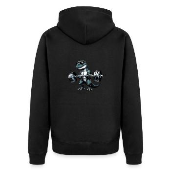 Cool Dino T-Rex Workout Dumbbell Workout Design - Unisex Premium Organic Zip Hoodie - black - Back - Nico (187cm)