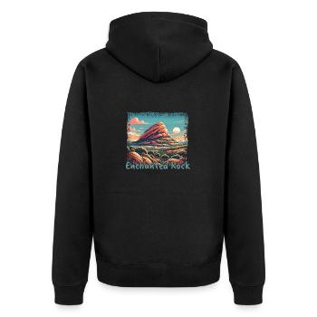 Verzauberter Felsen Texas Grunge Berge - Unisex Premium Bio Zip Hoodie - Schwarz - Hinten - Nico (187cm)