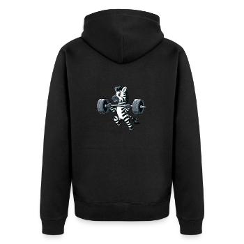 Strong zebra doing dumbbell workout - Unisex Premium Organic Zip Hoodie - black - Back - Nico (187cm)