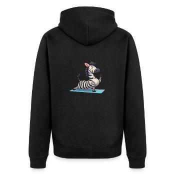 Zebra Yoga: Zen Meditation and Buddhism - Unisex Premium Organic Zip Hoodie - black - Back - Nico (187cm)