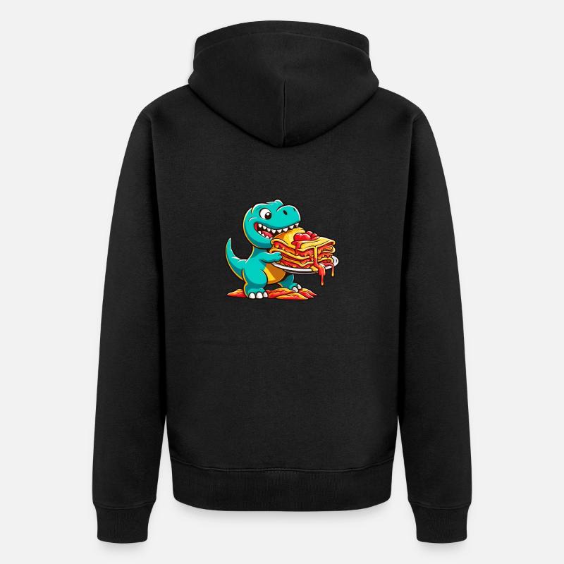 Dino T-Rex Lasagne Lover Italienne - Veste à capuche bio Premium Unisexe - noir
