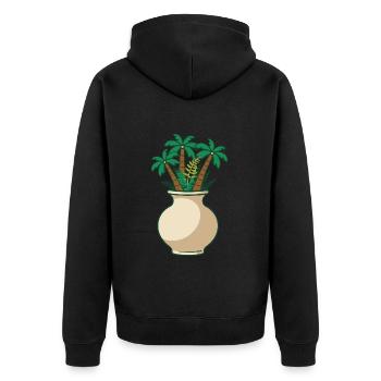 Dschungel in der Vase – Natur trifft Kunst - Unisex Premium Bio Zip Hoodie - Schwarz - Hinten - Nico (187cm)