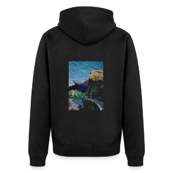 Freedome Vol.2 - Unisex Premium Bio Zip Hoodie - Schwarz - Hinten - Nico (187cm)