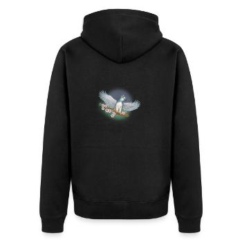 Harpie sur branche avec des fleurs - Veste à capuche bio Premium Unisexe - noir - Dos - Nico (187cm)