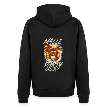 Malle Crew Party Affe Mallorca - Unisex Premium Bio Zip Hoodie - Schwarz - Hinten - Nico (187cm)