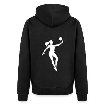 Volleyball Spielerin Silhouette - Unisex Premium Bio Zip Hoodie - Schwarz - Hinten - Nico (187cm)
