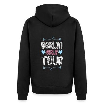 Berlin Girls Tour Herz - Unisex Premium Bio Zip Hoodie - Schwarz - Hinten - Nico (187cm)