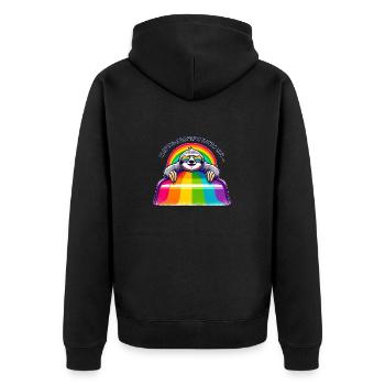 LGBTQ Pride Sloth Rainbow Slide - Unisex Premium Organic Zip Hoodie - black - Back - Nico (187cm)