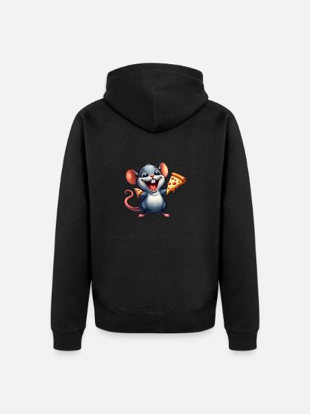 Lab Rat Enjoys Pizza Funny - Unisex Premium Organic Zip Hoodie - black