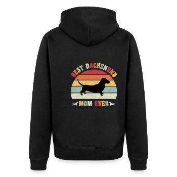 Best Dachshund mom ever dog lovers vintage retro - Unisex Premium Bio Zip Hoodie - Schwarz - Hinten - Nico (187cm)