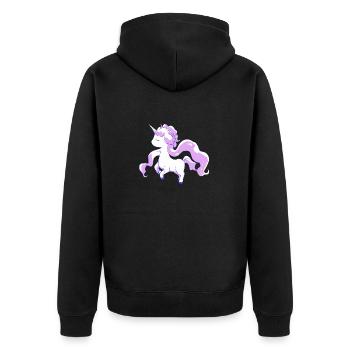 Funky Einhorn: Verspieltes Design für Königinnen - Unisex Premium Bio Zip Hoodie - Schwarz - Hinten - Nico (187cm)